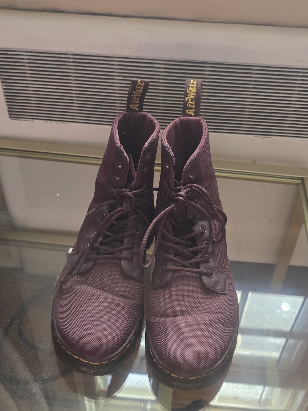 Dr. Martens Women's Burgundy 8-Eye Canvas Combat Boots